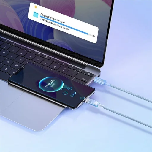Baseus Explorer 100W USB-C - USB-C Kábel Intelligens Hőmérséklet Érzékelővel 1m - Kék - 7