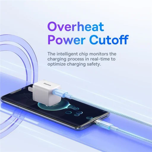 Baseus Explorer 100W USB-C - USB-C Kábel Intelligens Hőmérséklet Érzékelővel 1m - Kék - 11