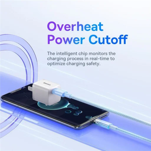 Baseus Explorer 100W USB-C - USB-C kábel intelligens hőmérséklet-érzékelővel 2m - Kék - 6