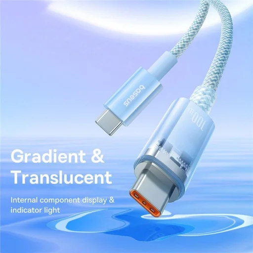 Baseus Explorer 100W USB-C - USB-C kábel intelligens hőmérséklet-érzékelővel 2m - Kék - 7