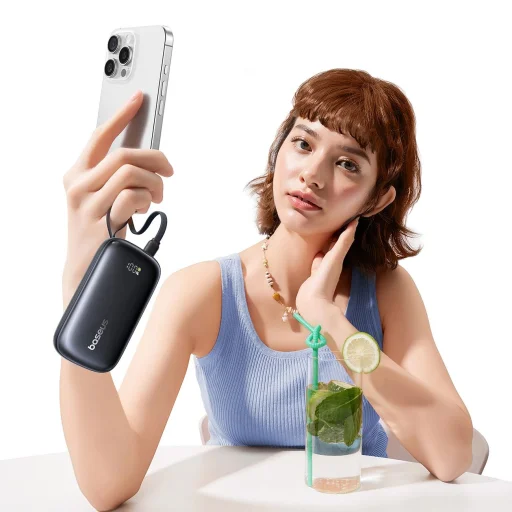 Baseus EnerFill FC21 QPow3 Ultra 10000mAh 22.5W Powerbank digitális kijelzővel és levehető kábellel - Fekete - 5