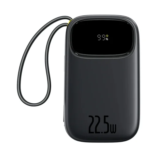 Baseus EnerFill FC31 20000mAh 22.5W Powerbank Digitális Kijelzővel és 2 Beépített Kábellel (USB-C + Lightning) - Fekete - 2