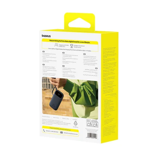 Baseus EnerFill FC31 20000mAh 22.5W Powerbank Digitális Kijelzővel és 2 Beépített Kábellel (USB-C + Lightning) - Fekete - 4