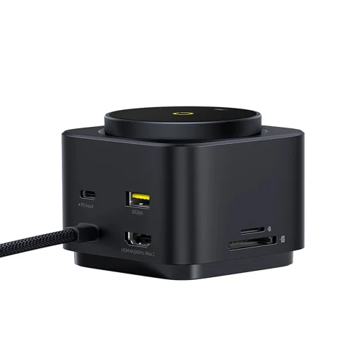 Baseus MagPro Series II 7 az 1-ben USB-C Hub MagSafe-kompatibilis töltővel 15W + HDMI + USB-A + USB-C + SD/TF - Fekete - 4
