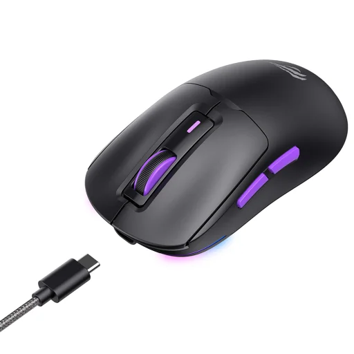 Havit - Vezeték nélküli gamer egér (MS969WB) - 1000 - 16000 DPI, LED világítás, 150mAh, 1,6m, 5V - Fekete / Lila - 2