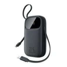 Baseus EnerFill FC31 10000mAh 22.5W Powerbank with Digital Display and 2 Built-in Cables (USB-C + Lightning) - Black