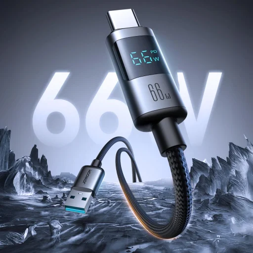 Joyroom S-A16 Pro Prism Series 66W USB-A - USB-C kábel kijelzővel 1.2m - Fekete - 2