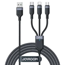 Joyroom Multi-Use Series S-A18 3 az 1-ben USB-A - Lightning / USB-C / micro USB kábel 0,3m - fekete