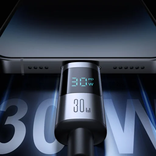 Joyroom S-A16 Pro Prism Series 30W USB-C - Lightning Kábel Kijelzővel 1.2m - Fekete - 3