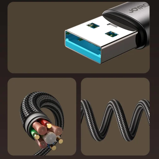 Joyroom S-A56 EnjoyX Series 90° USB-A - Lightning 3A kábel 1.2m - fekete - 6