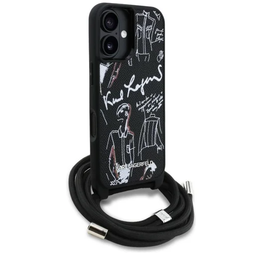  iPhone 16 fekete Karl Lagerfeld Crossbody Plisszírozott Minta és Logó MagSafe tok - 3