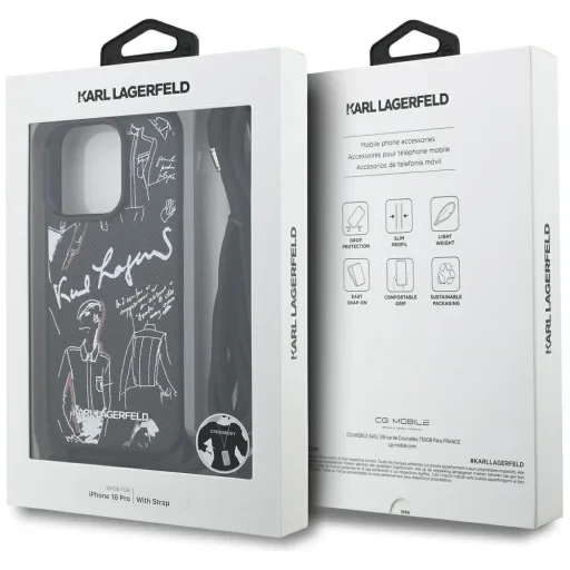  iPhone 16 Pro fekete Karl Lagerfeld Crossbody Grained Mintás & Logós tok - 7