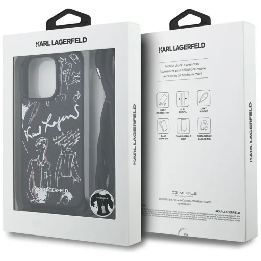  iPhone 16 Pro Max fekete Karl Lagerfeld Crossbody Grained Pattern & Logo tok - 7