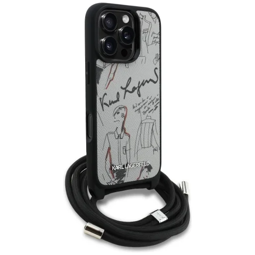  Apple iPhone 16 Pro Max Szürke Karl Lagerfeld Crossbody Grained Minta & Logó tok - 3