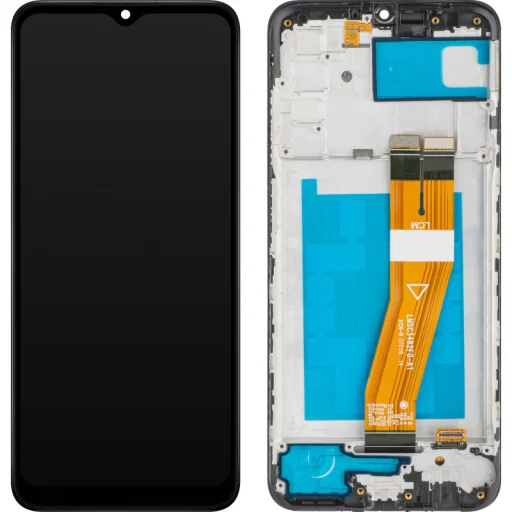 LCD Kijelző Modul MP Samsung Galaxy A03s A037, G Verzió, Utángyártott, Fekete üvegfólia - 1