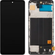 LCD kijelző modul tok Samsung Galaxy A51 A515, OLED verzió, utángyártott, fekete