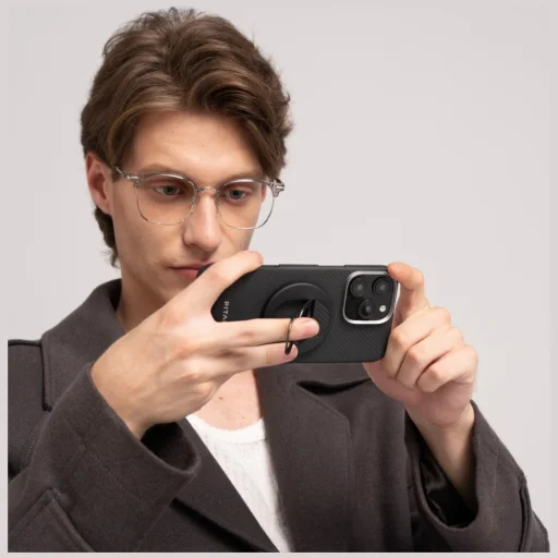 Mágneses tartó PITAKA MagEZ Grip 3 MagSafe telefonhoz fekete szürke - 8