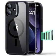  iPhone 17 Átlátszó/Fekete Esr Classic Hybrid Magsafe & Edzett üveg tok