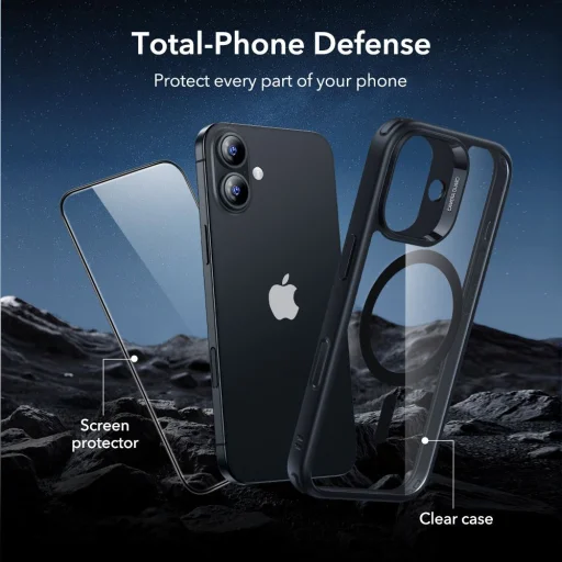  iPhone 17 Átlátszó/Fekete Esr Classic Hybrid Magsafe & Edzett üveg tok - 5