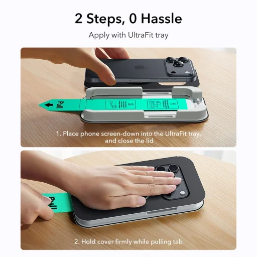  Apple iPhone 17 Pro Max Átlátszó ESR Ultrafit Edzett Üveg 2-csomag üvegfólia - 8