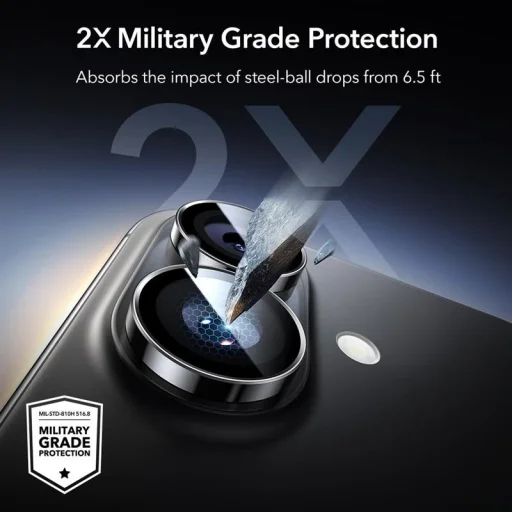  iPhone 16 / 16 Plus / 17 Fekete ESR Armorite Kamera Védő üvegfólia - 4