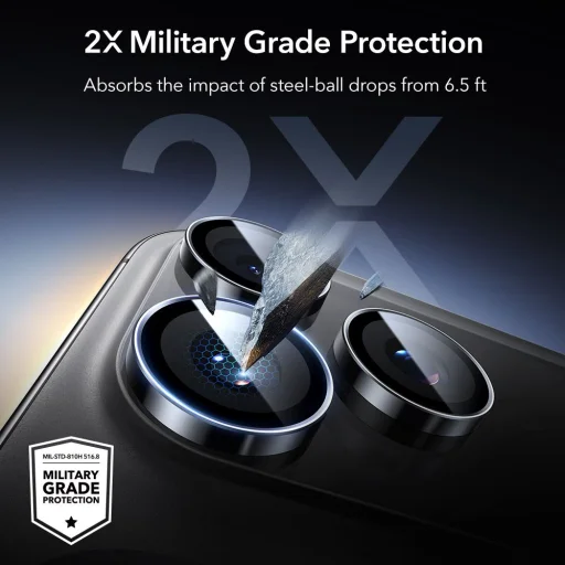  Apple iPhone 14 Pro / Pro Max / 15 Pro / Pro Max / 16 Pro / Pro Max / 17 Pro / Pro Max Fekete ESR Armorite Kamera Védő üvegfólia - 5