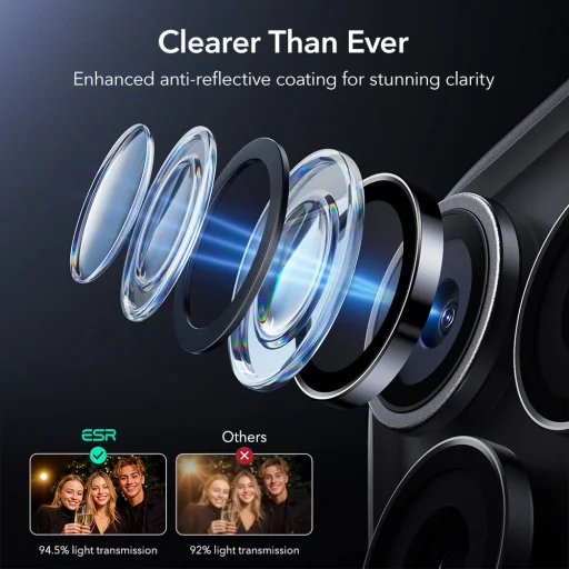  Apple iPhone 14 Pro / Pro Max / 15 Pro / Pro Max / 16 Pro / Pro Max / 17 Pro / Pro Max Fekete ESR Armorite Kamera Védő üvegfólia - 6
