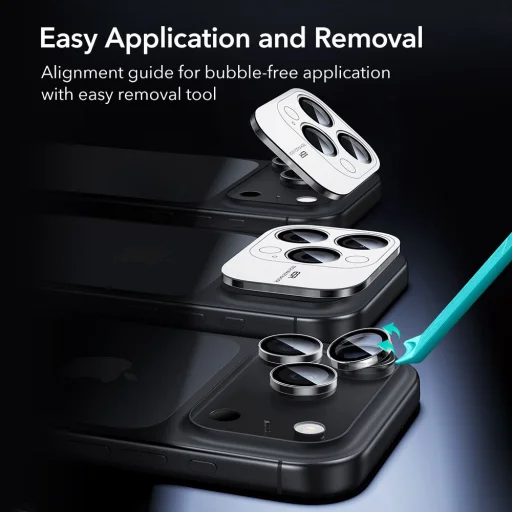  Apple iPhone 14 Pro / Pro Max / 15 Pro / Pro Max / 16 Pro / Pro Max / 17 Pro / Pro Max átlátszó ESR Armorite üvegfólia kamera védő - 8