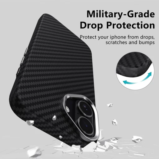  iPhone 17 fekete/ezüst Tech-protect Ion Carbon Magsafe tok - 4