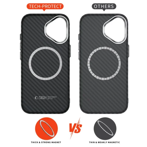  iPhone 17 fekete/ezüst Tech-protect Ion Carbon Magsafe tok - 5