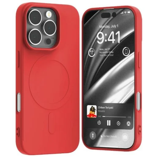 Mercury MagSafe Fél-Szilikon iPhone 16 Pro 6,3" piros tok - 1