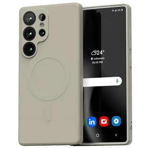  Samsung Galaxy S25 Ultra Stone Mercury MagSafe Fél-szilikon fliptok - 1