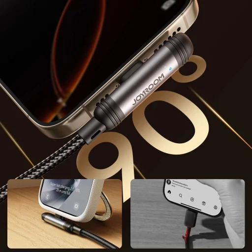 Joyroom S-A56 EnjoyX Series 90° USB-A - Lightning 3A kábel 1.2m - fekete - 4