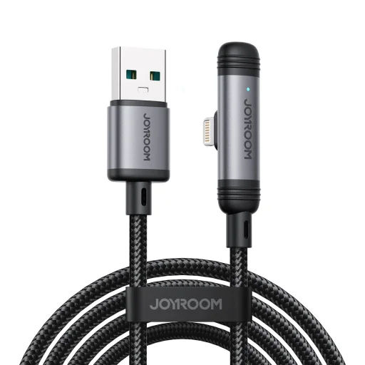 Joyroom S-A56 EnjoyX Series 90° USB-A - Lightning 3A kábel 1.2m - fekete - 1