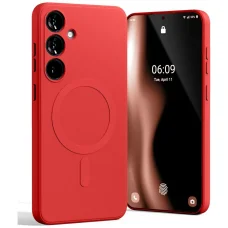 Mercury MagSafe Fél-szilikon Samsung Galaxy S25 Plus piros tok