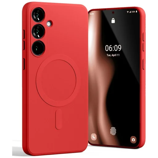 Mercury MagSafe Fél-szilikon Samsung Galaxy S25 Plus piros tok - 1