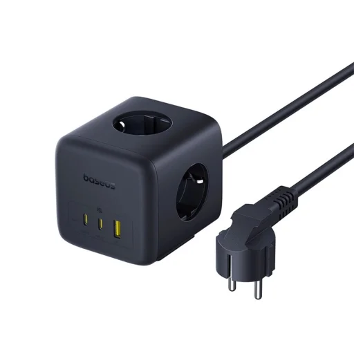 Baseus EnerFill FA11 67W hálózati elosztó, USB-A + USB-C kocka + 3 x EU aljzat 1,5m - Fekete - 3