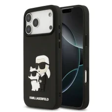  iPhone 17 Pro Max fekete Karl Lagerfeld 3D Rubber Karl and Choupette tok