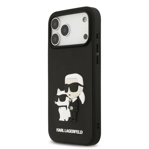  iPhone 17 Pro Max fekete Karl Lagerfeld 3D Rubber Karl and Choupette tok - 2