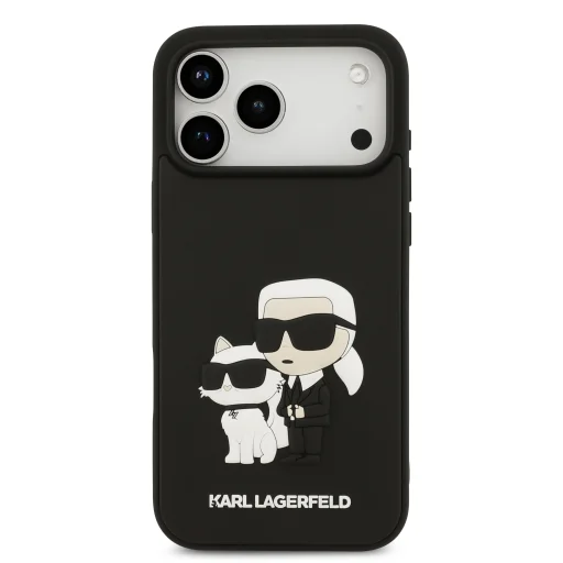  iPhone 17 Pro Max fekete Karl Lagerfeld 3D Rubber Karl and Choupette tok - 3