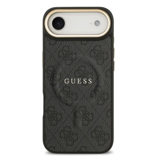  iPhone 17 Air Fekete Guess PU Leather 4G Gold Frame MagSafe tok - 3