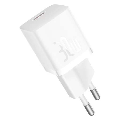 Baseus GaN5 30W USB-C Mini Fali Töltő - Fehér - 3