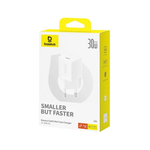 Baseus GaN5 30W USB-C Mini Fali Töltő - Fehér - 5