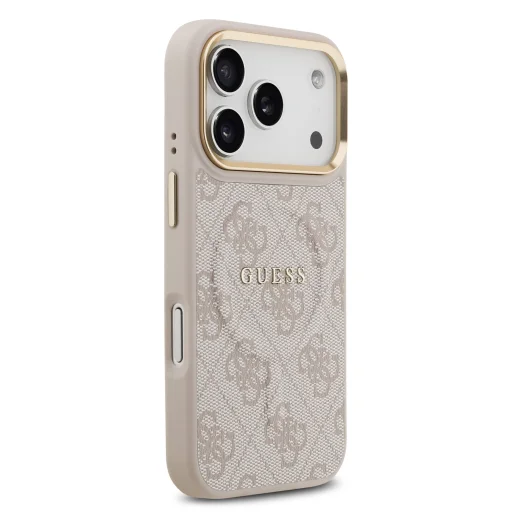  iPhone 17 Pro Pink Guess PU Leather 4G Gold Frame MagSafe tok - 4