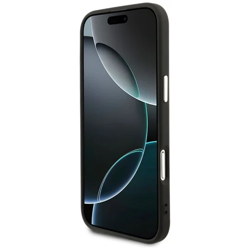  iPhone 17 Air Fekete Guess PU Bőr 4G Háromszög Logós Arany Keretes MagSafe tok - 5