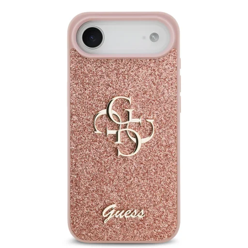  iPhone 17 Air Pink Guess PU Fixed Glitter 4G Metal Logo tok - 3