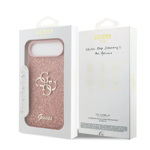  iPhone 17 Air Pink Guess PU Fixed Glitter 4G Metal Logo tok - 7