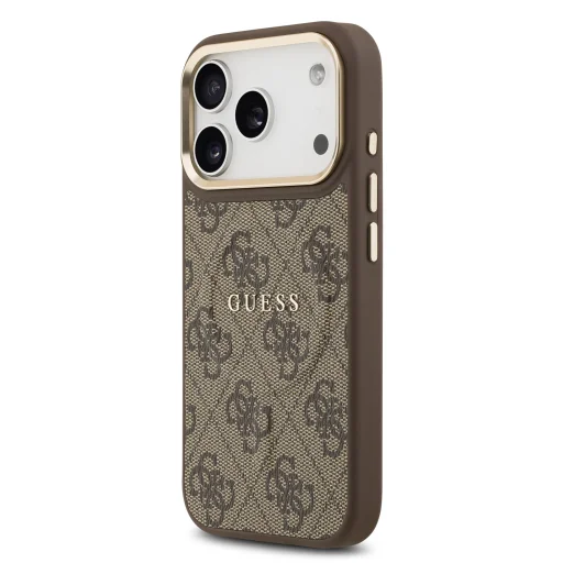  iPhone 17 Pro Barna Guess PU Leather 4G Arany Szegélyes MagSafe tok - 2