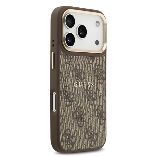  iPhone 17 Pro Barna Guess PU Leather 4G Arany Szegélyes MagSafe tok - 4