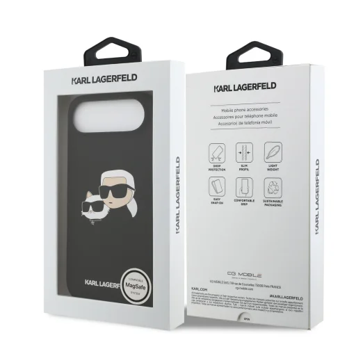  iPhone 17 Air fekete Karl Lagerfeld Liquid Silicone Double Heads MagSafe tok - 7